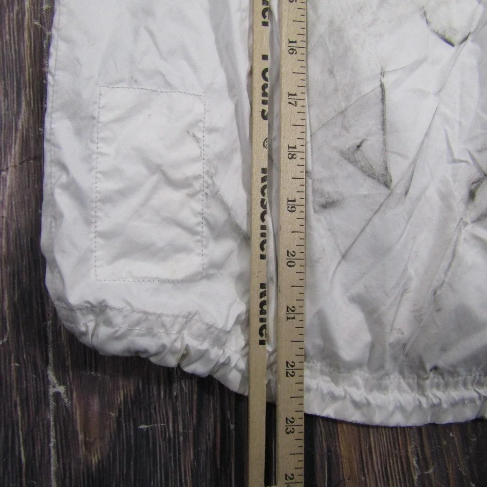Adidas Jacket Mens Small White Hooded 1/2 Zip Windbreaker Lined Pockets Running